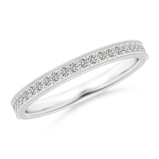 1.2mm KI3 Aeon Vintage Style Pave-Set Diamond Wedding Band with Milgrain in White Gold
