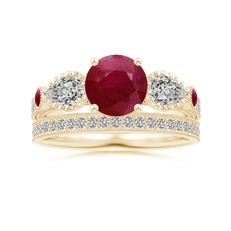 1.2mm KI3 Aeon Vintage Style Pave-Set Diamond Wedding Band with Milgrain in Yellow Gold side-3