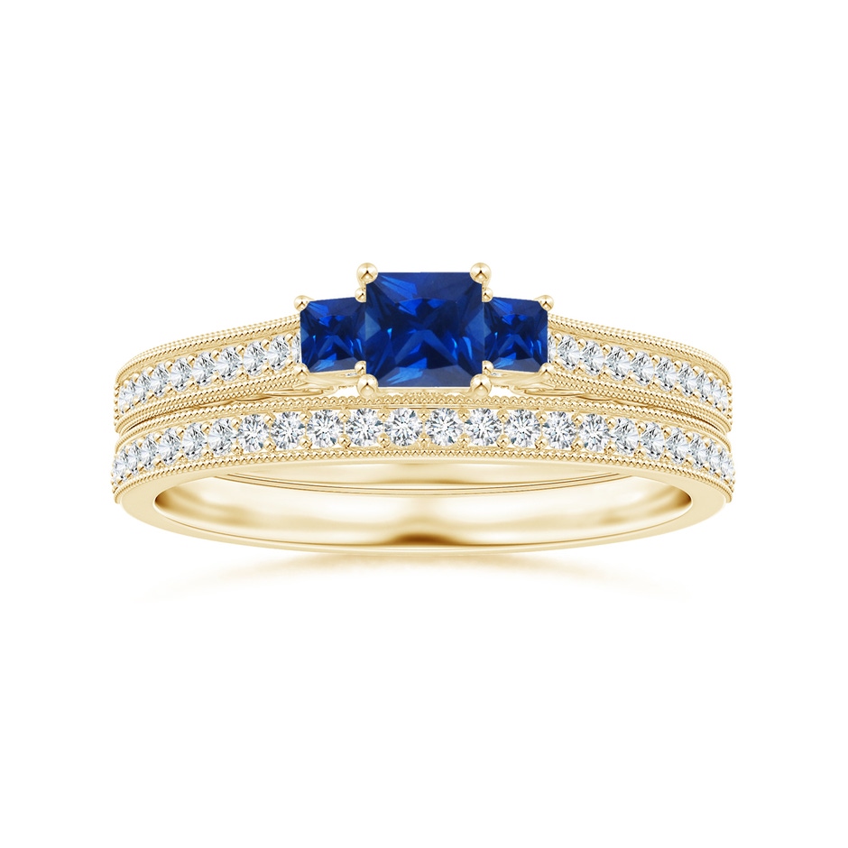 1.1mm GVS2 Aeon Vintage Style Half Eternity Wedding Band with Milgrain in 18K Yellow Gold side-3