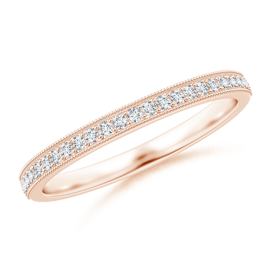 1.1mm GVS2 Aeon Vintage Style Half Eternity Wedding Band with Milgrain in Rose Gold 