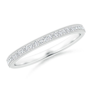 1.1mm GVS2 Aeon Vintage Style Half Eternity Wedding Band with Milgrain in White Gold