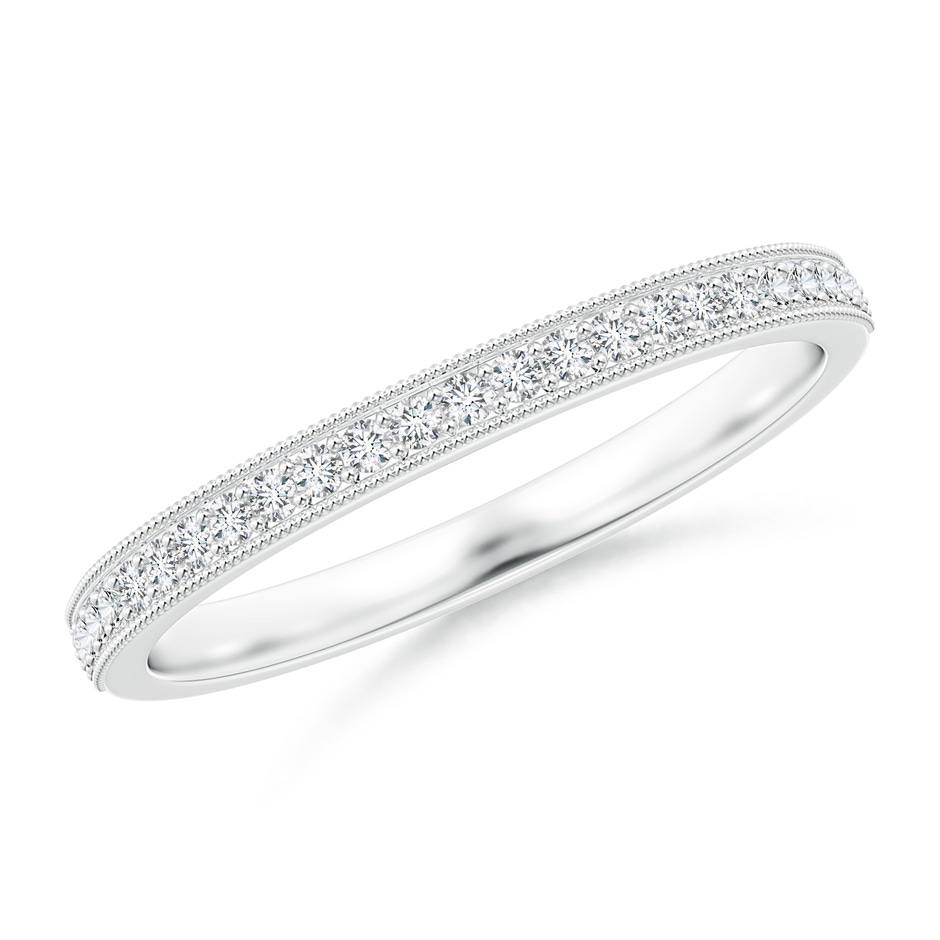 1.1mm GVS2 Aeon Vintage Style Half Eternity Wedding Band with Milgrain in White Gold 