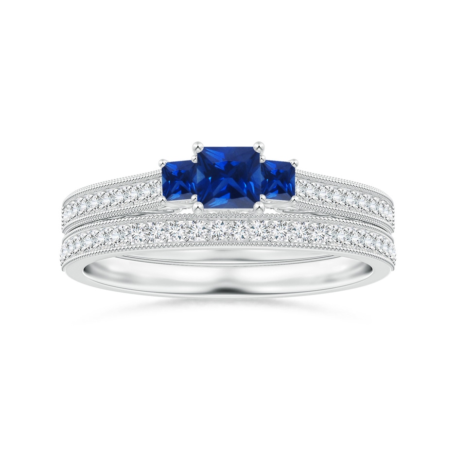1.1mm GVS2 Aeon Vintage Style Half Eternity Wedding Band with Milgrain in White Gold side-3