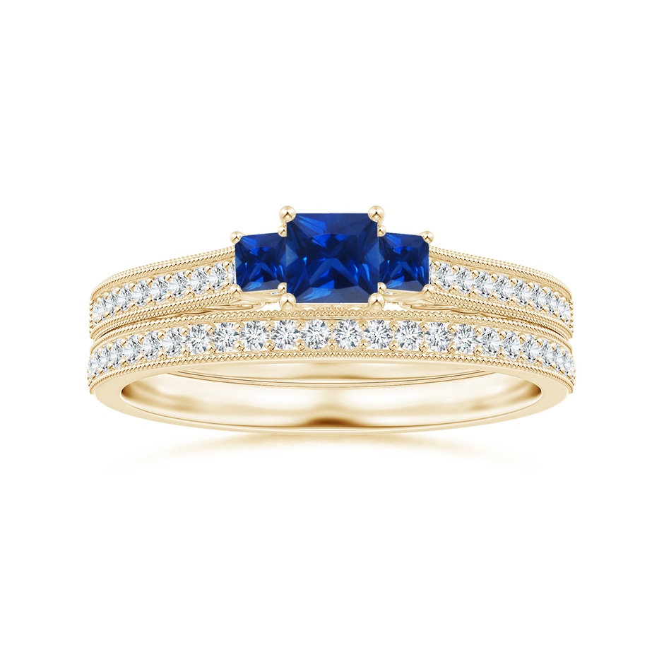 1.1mm GVS2 Aeon Vintage Style Half Eternity Wedding Band with Milgrain in Yellow Gold side-3