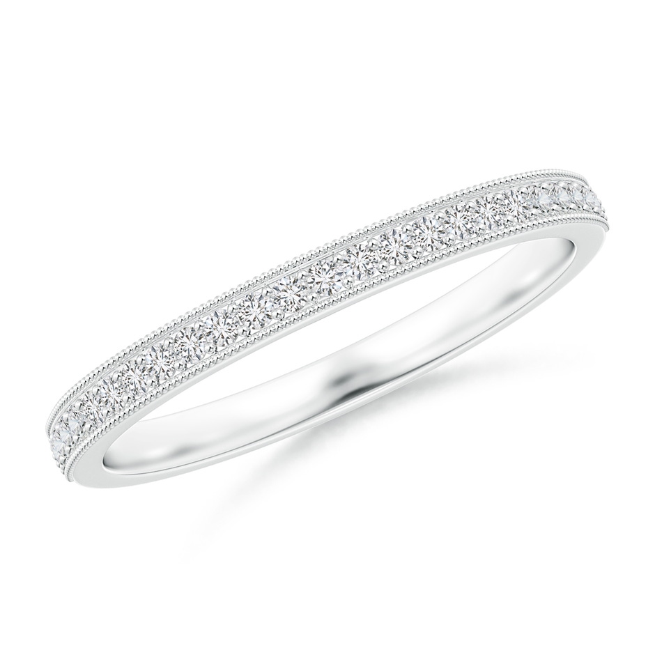 1.1mm HSI2 Aeon Vintage Style Half Eternity Wedding Band with Milgrain in 9K White Gold 