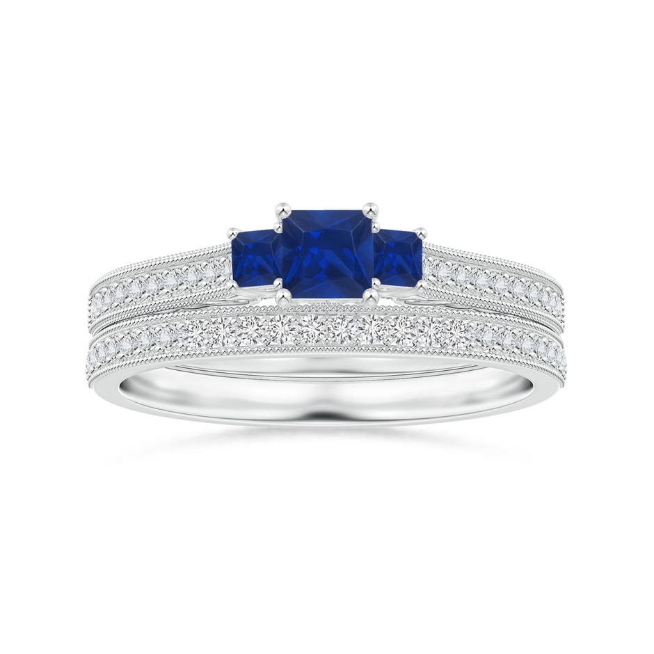 1.1mm HSI2 Aeon Vintage Style Half Eternity Wedding Band with Milgrain in 9K White Gold side-3