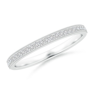 1.1mm HSI2 Aeon Vintage Style Half Eternity Wedding Band with Milgrain in White Gold