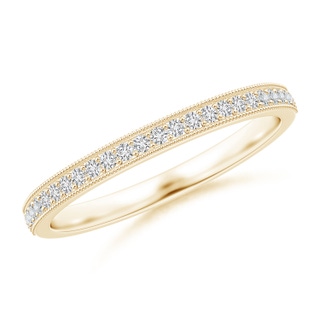 1.1mm HSI2 Aeon Vintage Style Half Eternity Wedding Band with Milgrain in Yellow Gold