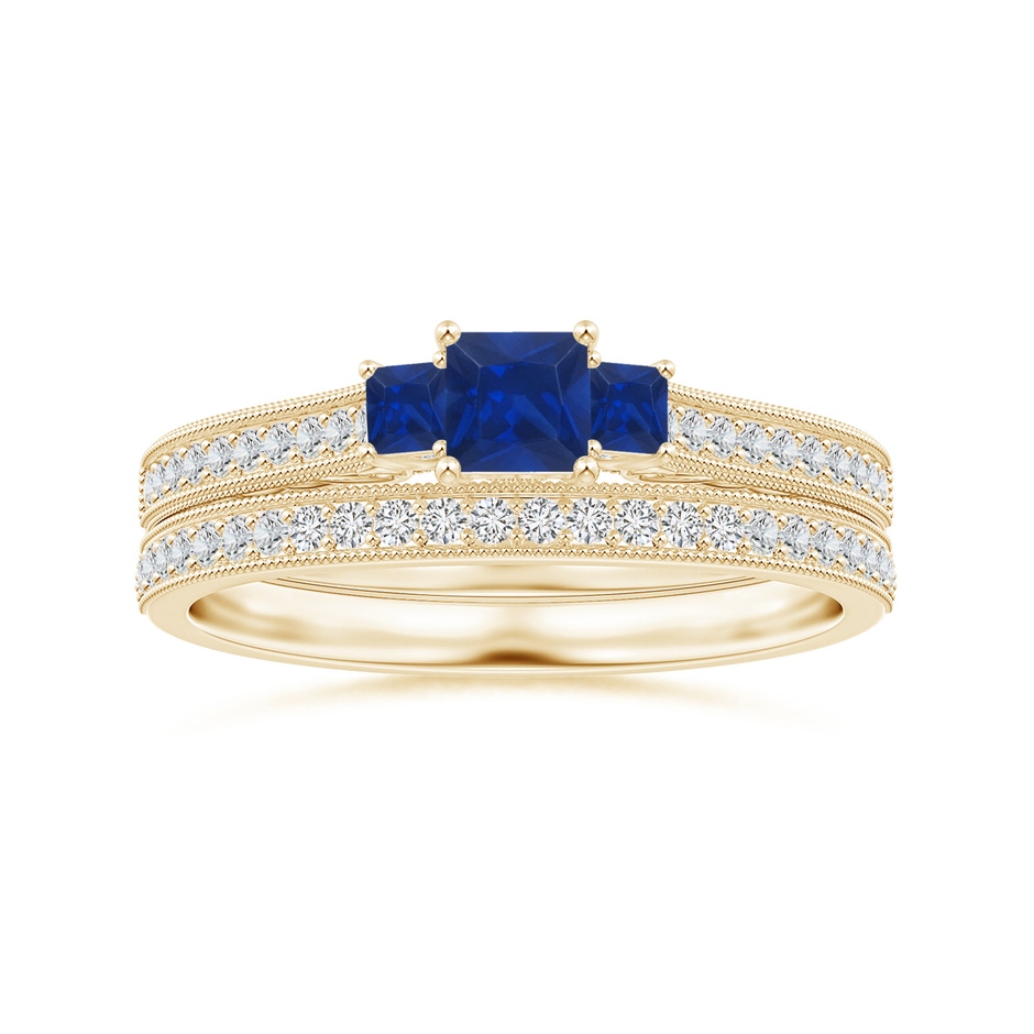 1.1mm HSI2 Aeon Vintage Style Half Eternity Wedding Band with Milgrain in Yellow Gold side-3