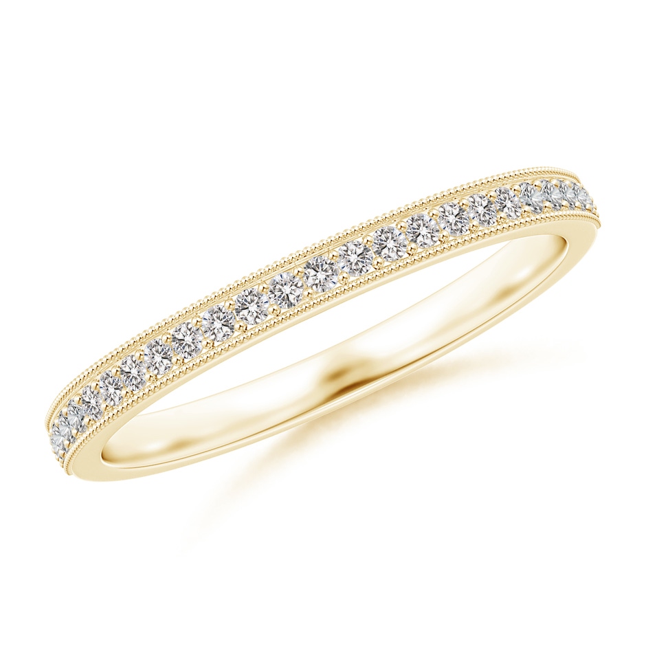 1.1mm IJI1I2 Aeon Vintage Style Half Eternity Wedding Band with Milgrain in 18K Yellow Gold 