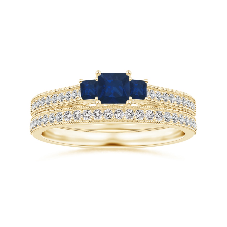 1.1mm IJI1I2 Aeon Vintage Style Half Eternity Wedding Band with Milgrain in 18K Yellow Gold side-3