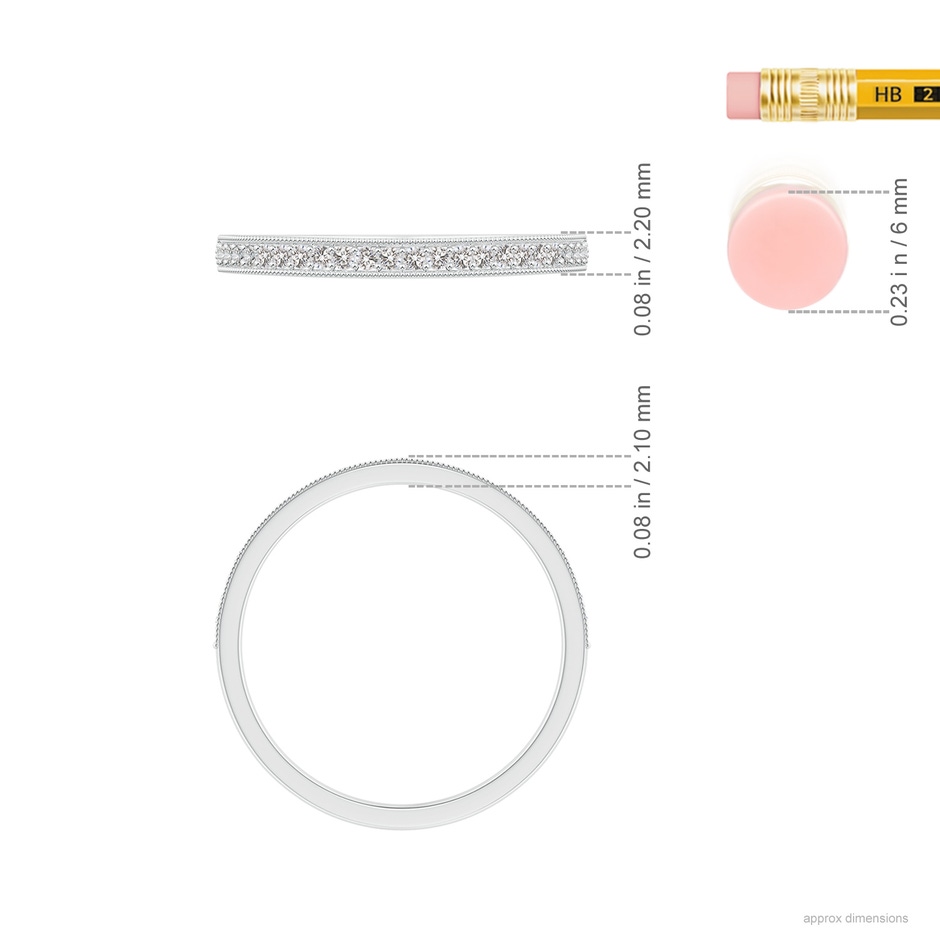 1.1mm IJI1I2 Aeon Vintage Style Half Eternity Wedding Band with Milgrain in 9K White Gold ruler