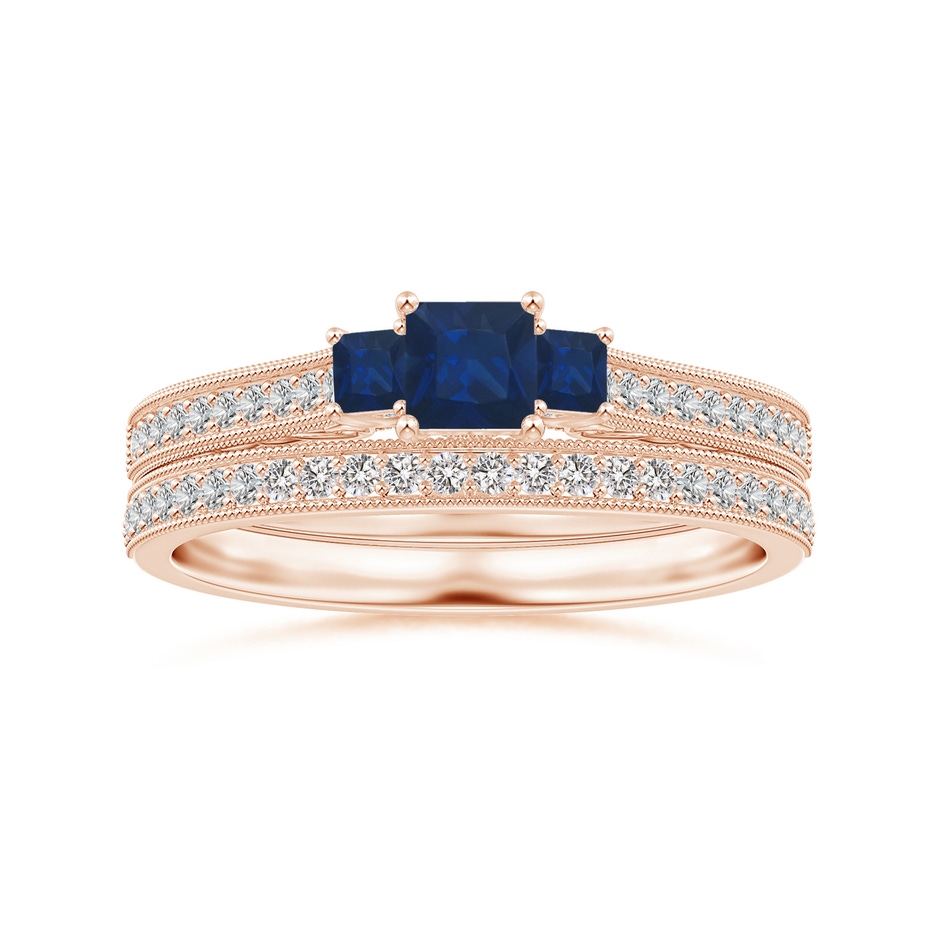 1.1mm IJI1I2 Aeon Vintage Style Half Eternity Wedding Band with Milgrain in Rose Gold side-3