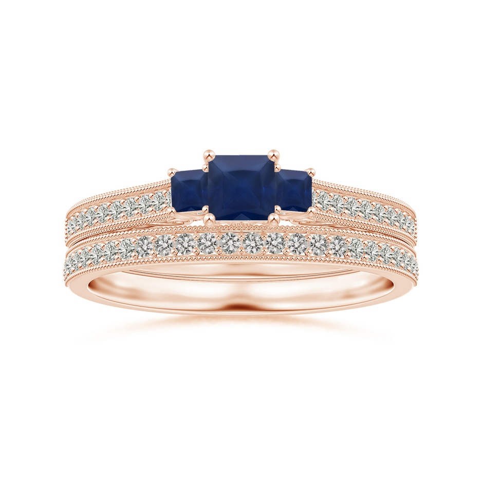 1.1mm KI3 Aeon Vintage Style Half Eternity Wedding Band with Milgrain in Rose Gold side-3