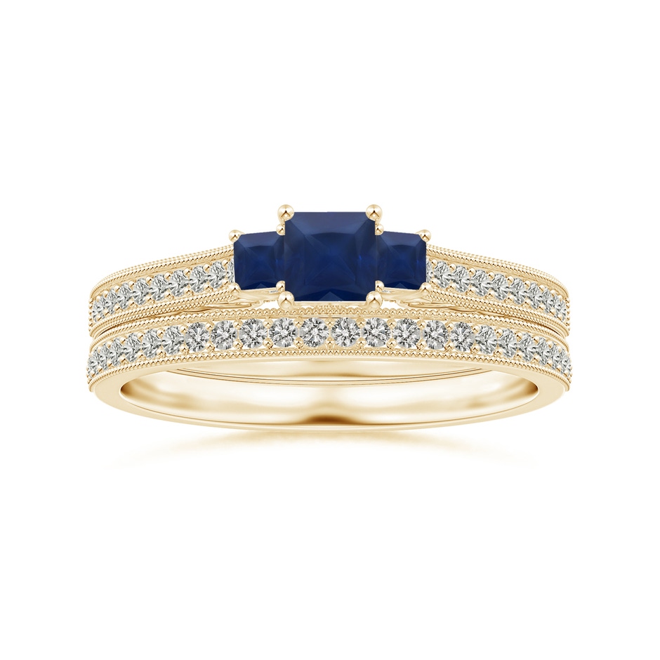 1.1mm KI3 Aeon Vintage Style Half Eternity Wedding Band with Milgrain in Yellow Gold side-3