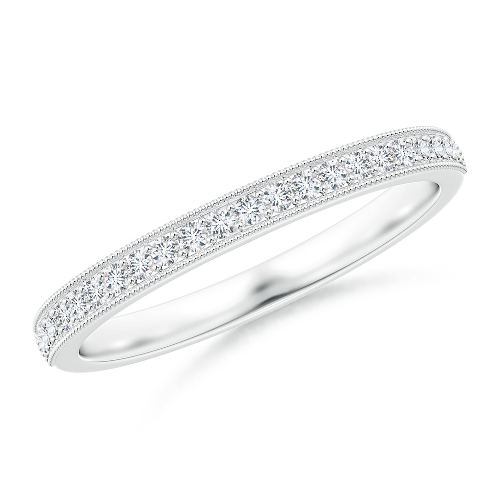 1.2mm GVS2 Aeon Vintage Style Half Eternity Wedding Band with Milgrain in 18K White Gold