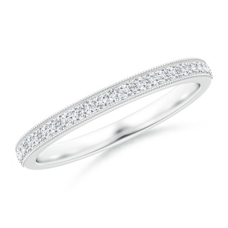 1.2mm GVS2 Aeon Vintage Style Half Eternity Wedding Band with Milgrain in White Gold