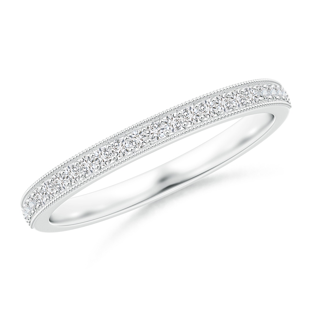 1.2mm HSI2 Aeon Vintage Style Half Eternity Wedding Band with Milgrain in 18K White Gold