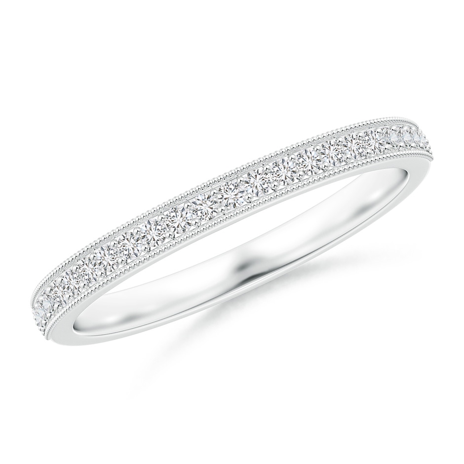 1.2mm HSI2 Aeon Vintage Style Half Eternity Wedding Band with Milgrain in 18K White Gold 