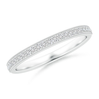 1.2mm HSI2 Aeon Vintage Style Half Eternity Wedding Band with Milgrain in White Gold