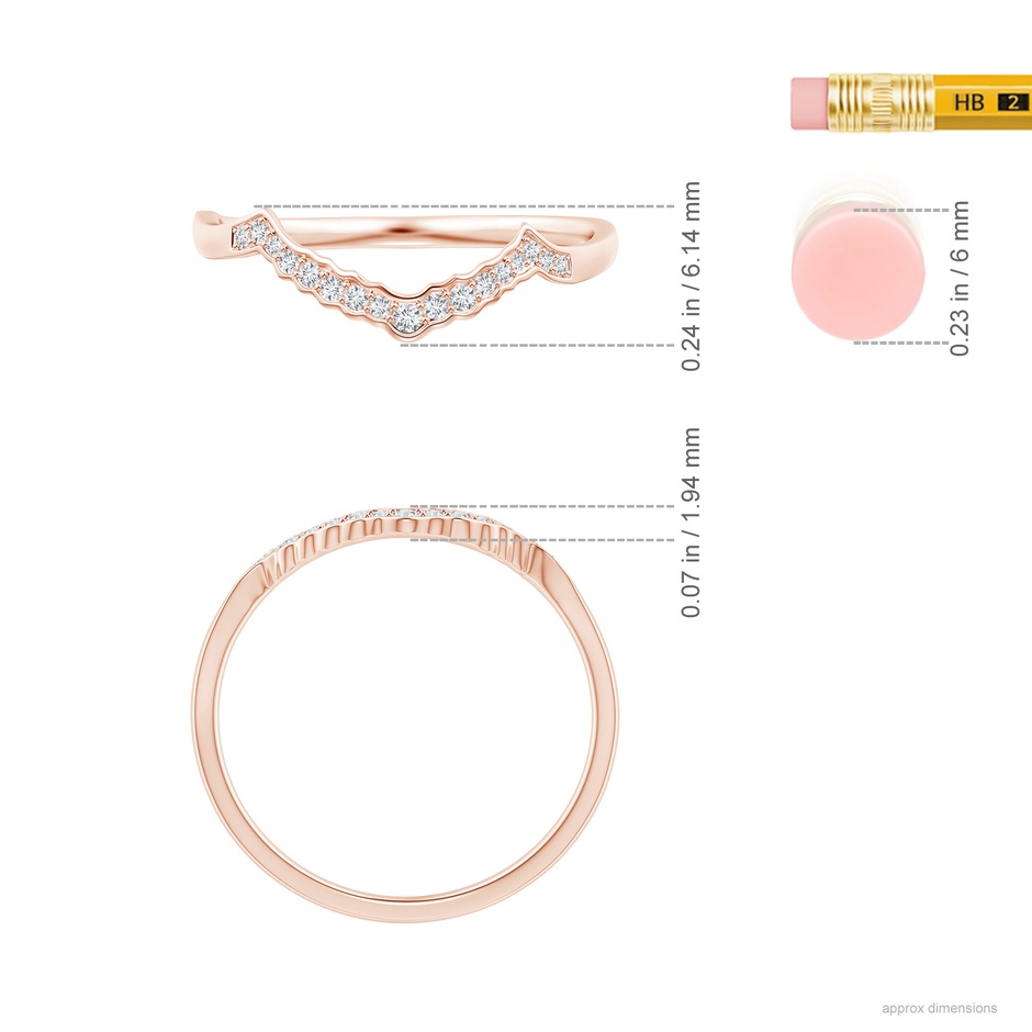 1.1mm GVS2 Aeon Vintage Style Diamond Contour Wedding Ring in 18K Rose Gold side 599