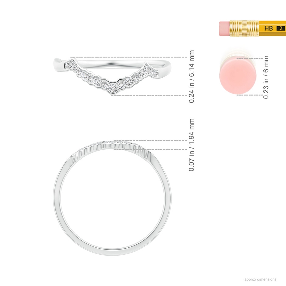 1.1mm HSI2 Aeon Vintage Style Diamond Contour Wedding Ring in 18K White Gold side 599