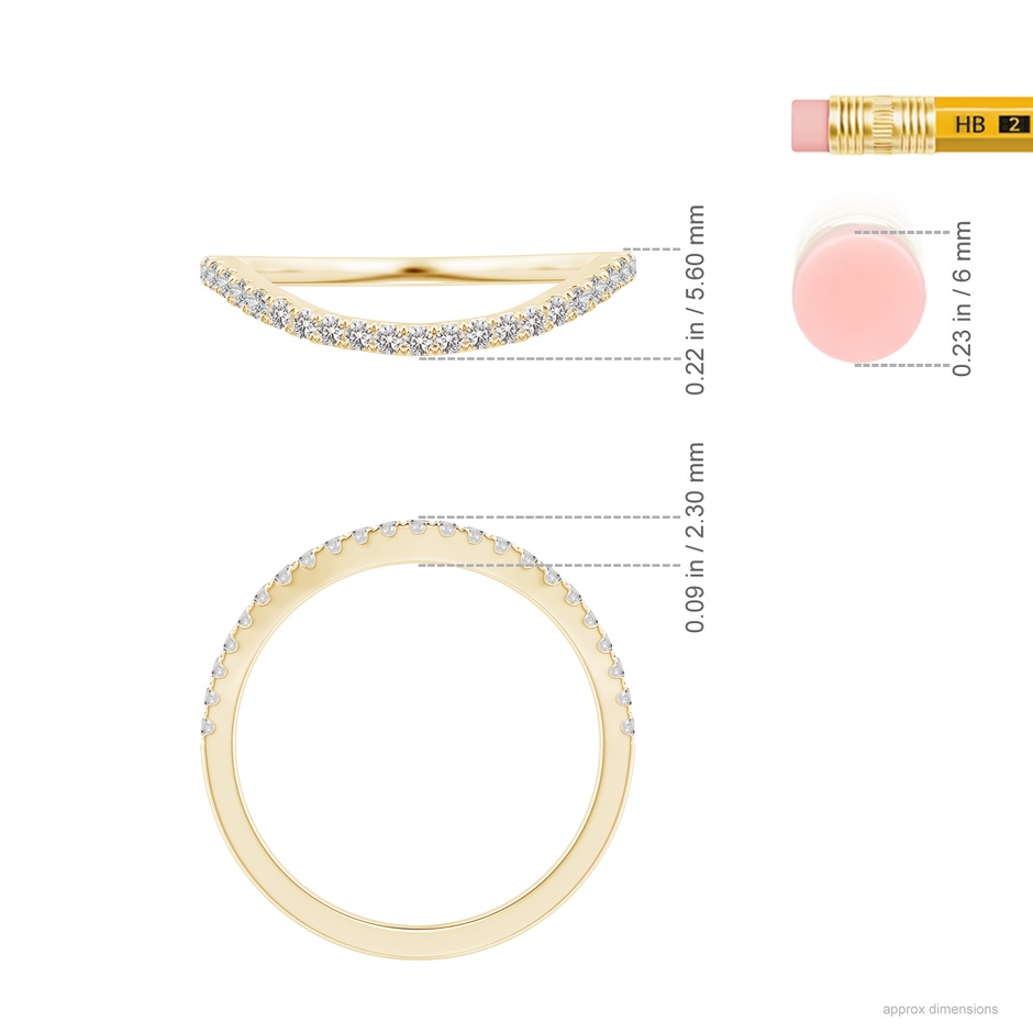 1.3mm IJI1I2 Aeon Vintage Inspired Diamond Contour Style Wedding Band in 18K Yellow Gold ruler