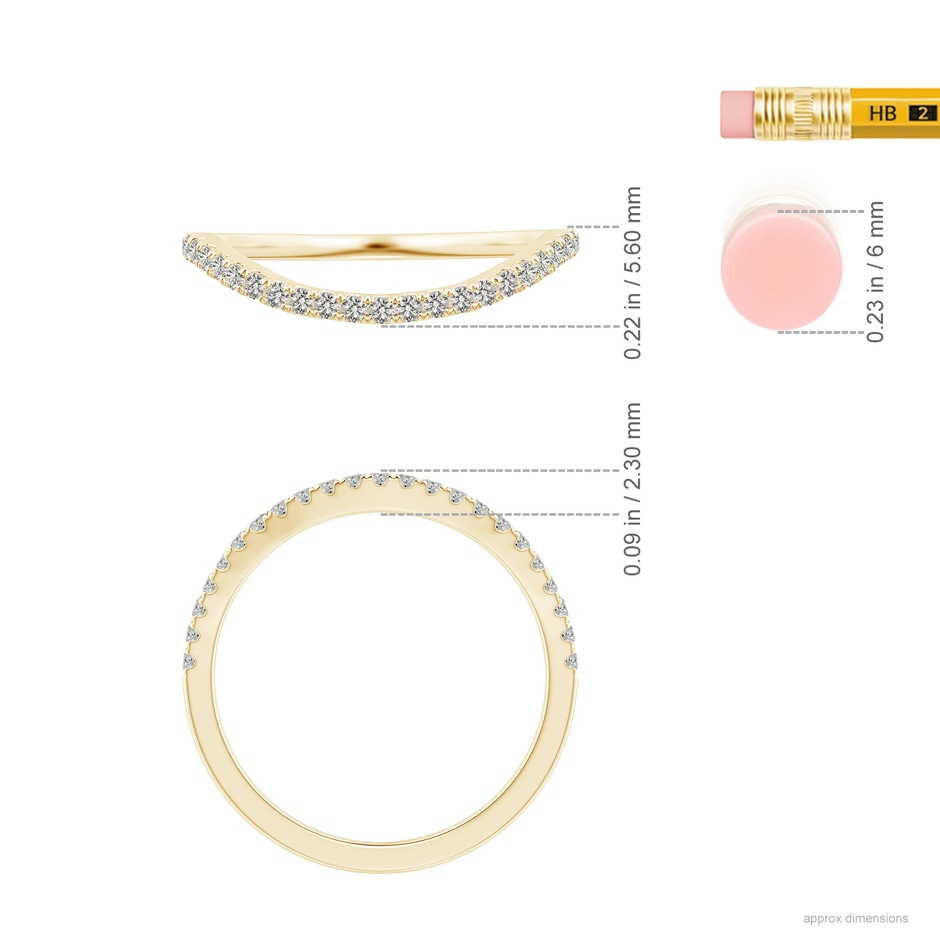1.3mm KI3 Aeon Vintage Inspired Diamond Contour Style Wedding Band in 18K Yellow Gold ruler