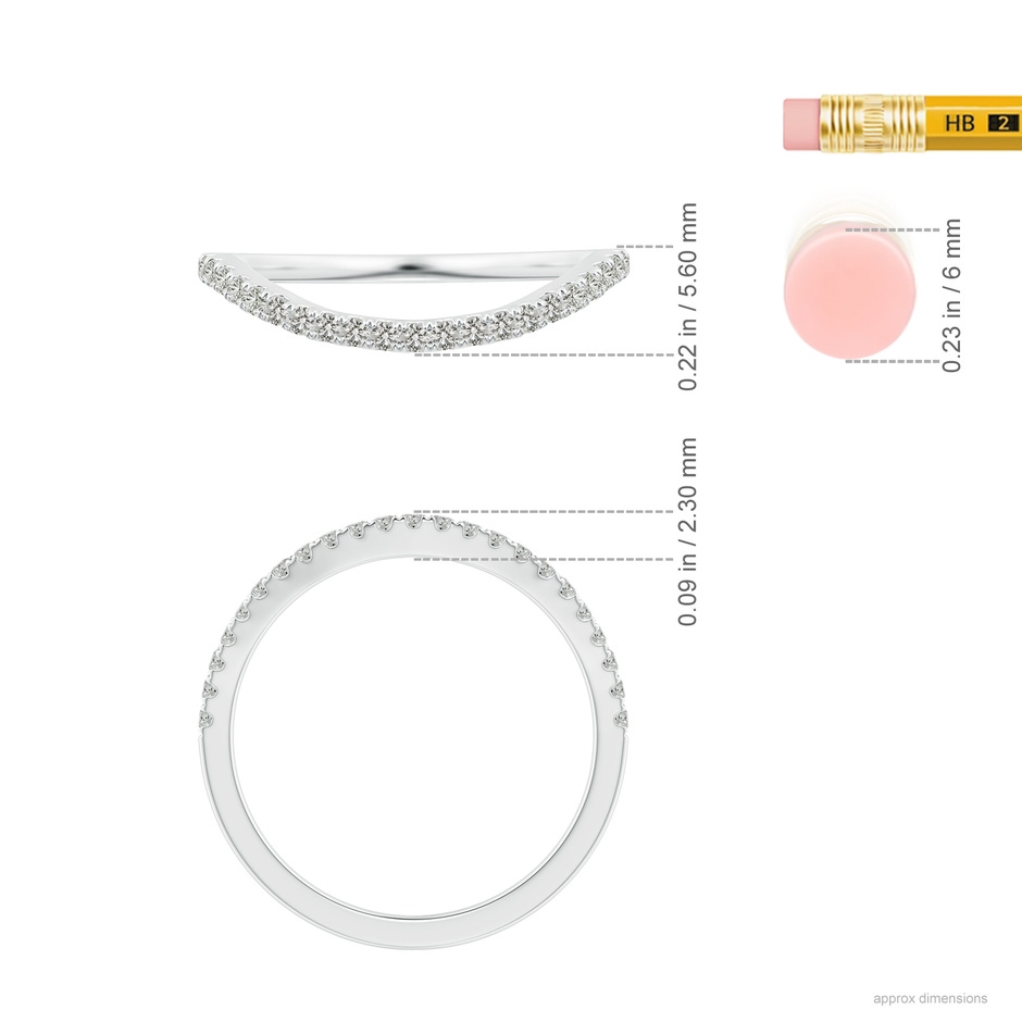 1.3mm KI3 Aeon Vintage Inspired Diamond Contour Style Wedding Band in White Gold ruler