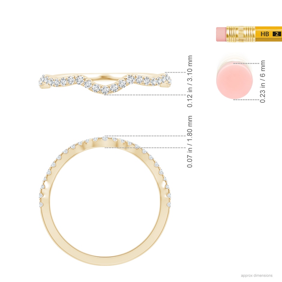 1.1mm GVS2 Aeon Vintage Inspired Diamond Contour Wedding Band in Yellow Gold ruler