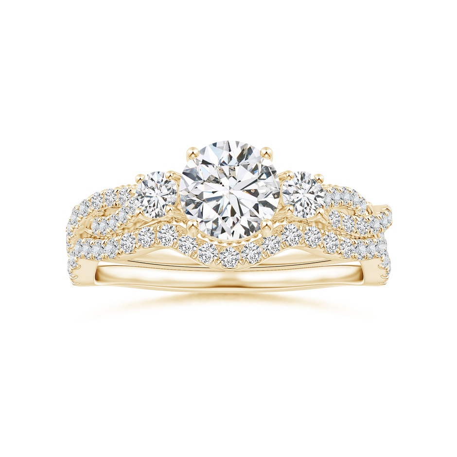 1.1mm HSI2 Aeon Vintage Inspired Diamond Contour Wedding Band in Yellow Gold side-3