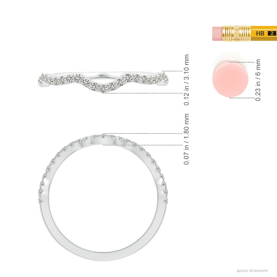 1.1mm KI3 Aeon Vintage Inspired Diamond Contour Wedding Band in White Gold ruler