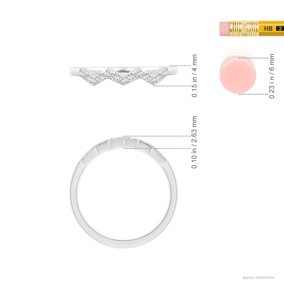1.3mm GVS2 Aeon Art Deco Diamond Zig-Zag Wedding Band in White Gold ruler