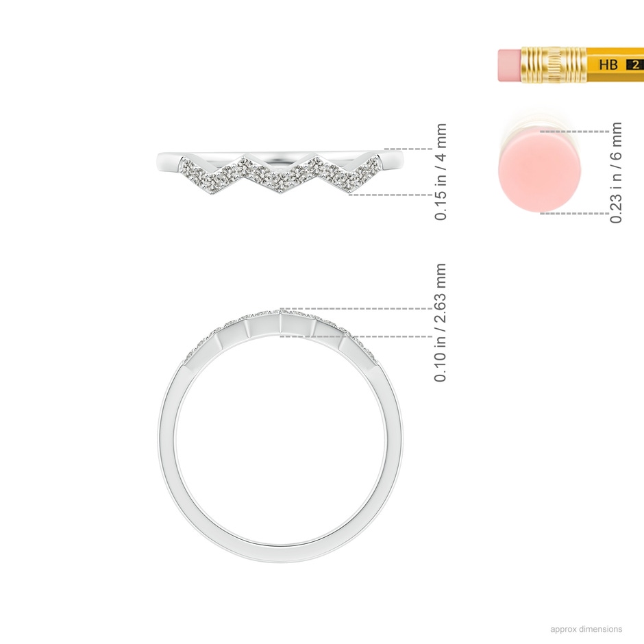 1.3mm KI3 Aeon Art Deco Diamond Zig-Zag Wedding Band in 18K White Gold ruler