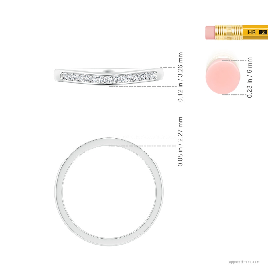 1.15mm GVS2 Aeon Vintage Style Diamond Curved Wedding Band in 18K White Gold ruler