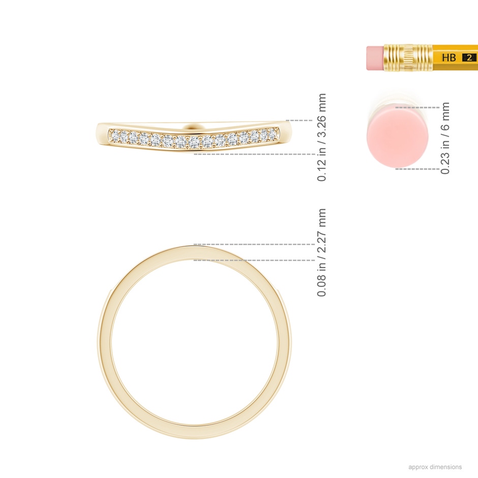 1.15mm GVS2 Aeon Vintage Style Diamond Curved Wedding Band in Yellow Gold ruler