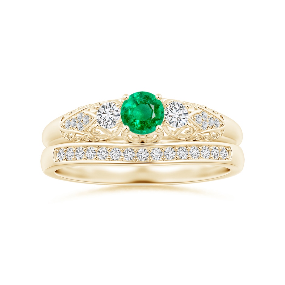 1.15mm HSI2 Aeon Vintage Style Diamond Curved Wedding Band in Yellow Gold side-3