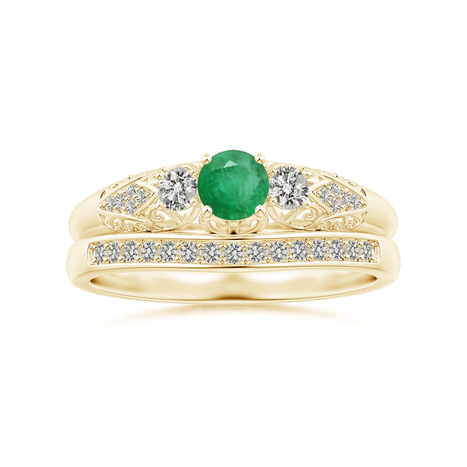 1.15mm KI3 Aeon Vintage Style Diamond Curved Wedding Band in 18K Yellow Gold side-3