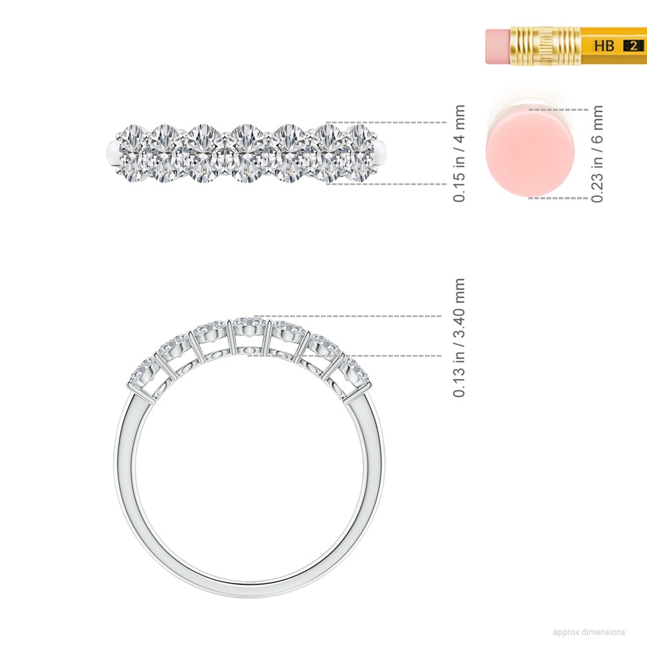 4x3mm HSI2 Oval Diamond Seven Stone Ring in White Gold ruler