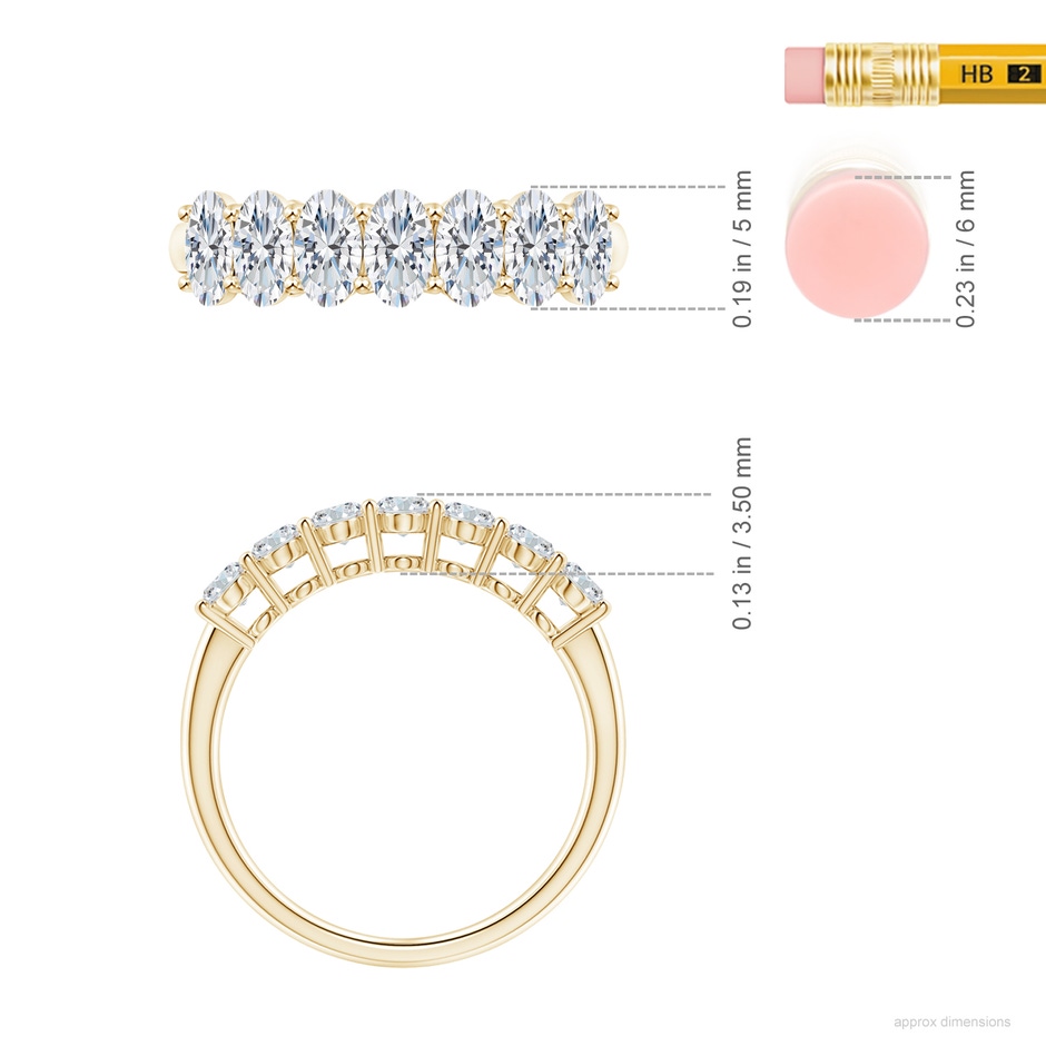 5x3mm GVS2 Oval Diamond Seven Stone Ring in Yellow Gold ruler