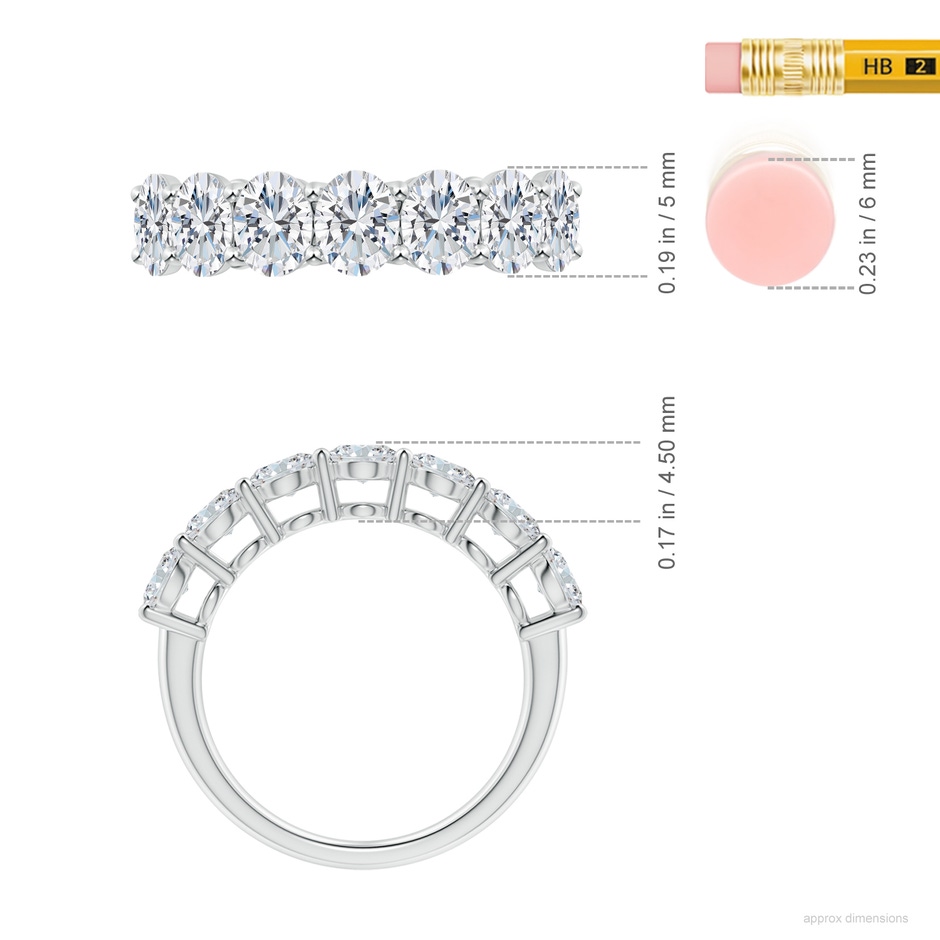 5x4mm GVS2 Oval Diamond Seven Stone Ring in P950 Platinum ruler