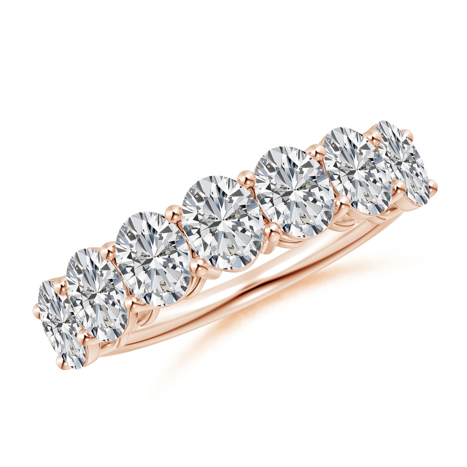 5x4mm HSI2 Oval Diamond Seven Stone Ring in Rose Gold 