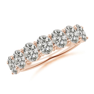 5x4mm KI3 Oval Diamond Seven Stone Ring in Rose Gold