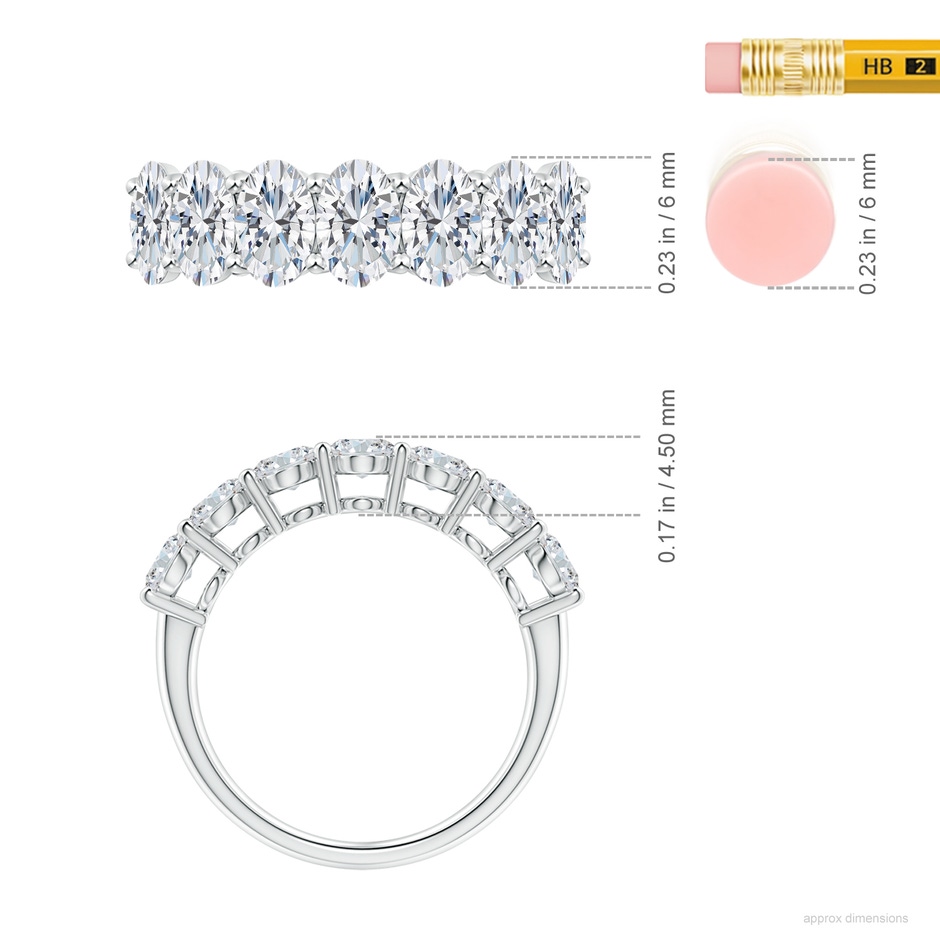 6x4mm GVS2 Oval Diamond Seven Stone Ring in P950 Platinum ruler
