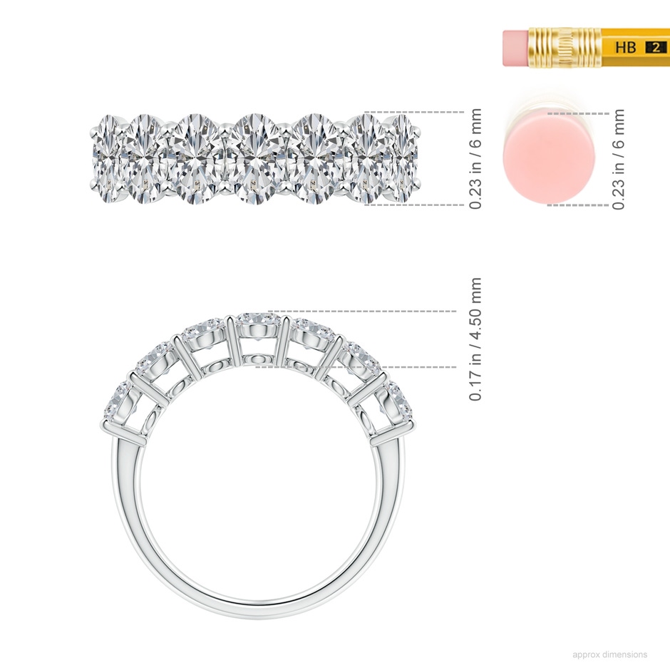 6x4mm HSI2 Oval Diamond Seven Stone Ring in P950 Platinum ruler