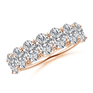 6x4mm HSI2 Oval Diamond Seven Stone Ring in Rose Gold