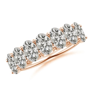 6x4mm KI3 Oval Diamond Seven Stone Ring in 9K Rose Gold