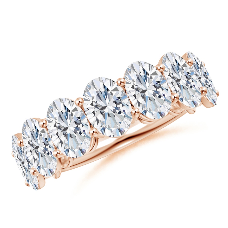 7x5mm GVS2 Oval Diamond Seven Stone Ring in Rose Gold 