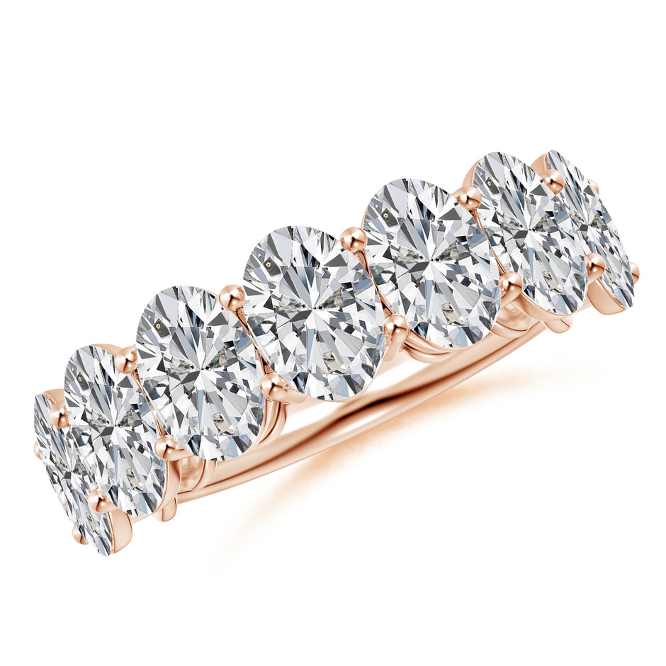 7x5mm HSI2 Oval Diamond Seven Stone Ring in Rose Gold 