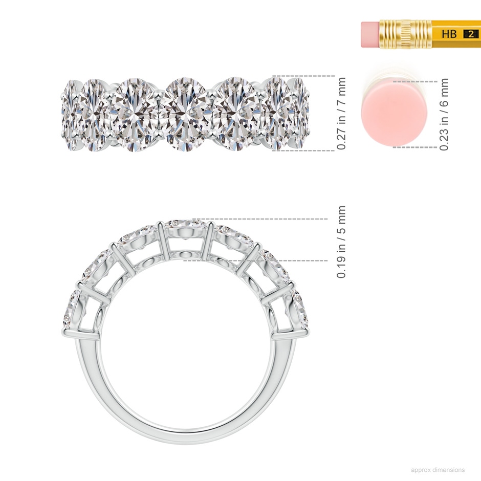 7x5mm IJI1I2 Oval Diamond Seven Stone Ring in P950 Platinum ruler